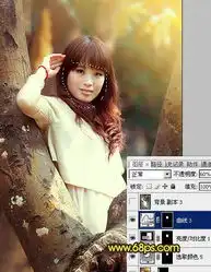 photoshop调出树林写真人物图片柔美的红褐se8