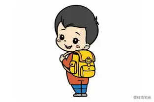 背着书包的小男孩