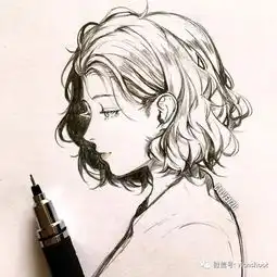 绘画一组动漫美少女铅笔画