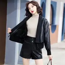 主推款洋气气质短款皮衣外套女2023春新款百搭显瘦pu皮上衣潮