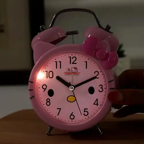 hellokitty凯蒂猫闹钟创意学生儿童少女心粉色礼物闹钟静可爱水钻