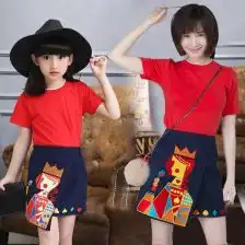 韩版女童全棉t恤亲子装