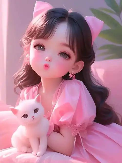 小美女抱宠物美图分享