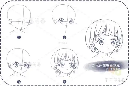 软萌二次元女孩素描头像