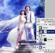 ps调出梦幻青蓝色调外景婚片4