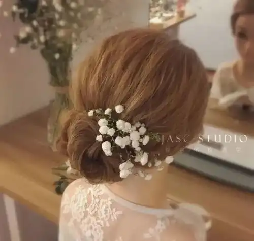 戴花儿新娘背影杀top50戴花发型炸出咯春日少女心