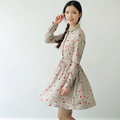 秋装女装复古小清新纯棉刺绣碎花印花长袖衬堆糖,美图壁纸兴趣社区