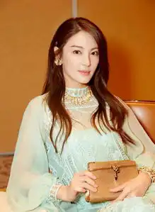 御姐张雨绮变装小仙女身穿薄纱刺绣连衣裙,高级古典美