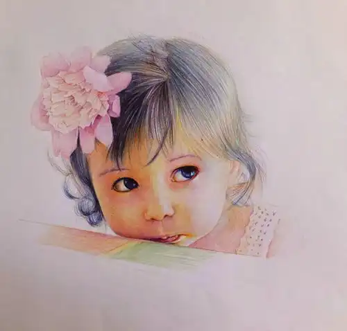 圆珠笔画出来的美女,清新脱俗