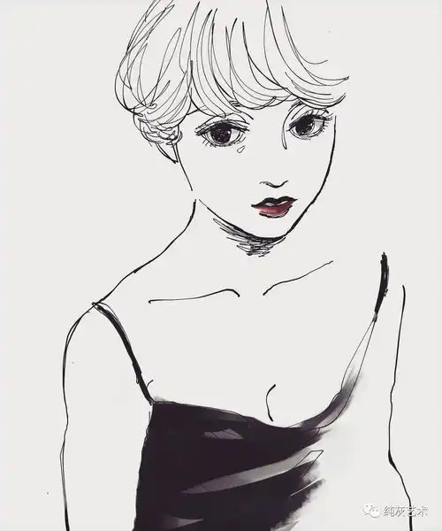 美酷的短发女孩速写