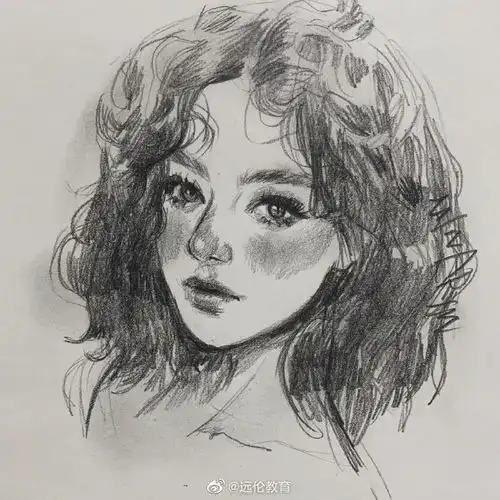 速写少女头像图minarimdrawing