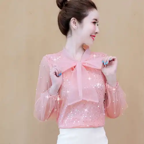很仙的v领雪纺衫上衣潮流女装秋装2020新款气质女士长袖洋气衬衫