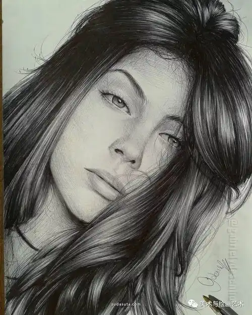 出色的艺术家充满着感染力的人像画,堪称女孩表情数据库肖像画