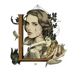 美女字母创意插画