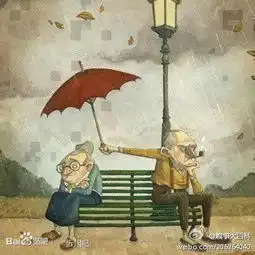 你好我想要一张两个老人争吵后男的为女的撑伞的照片