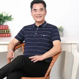 2018夏季新款简约时尚中老年气质男装短袖t恤