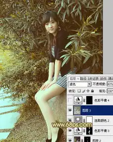 photoshop给树林美女加上柔和的古典褐色调