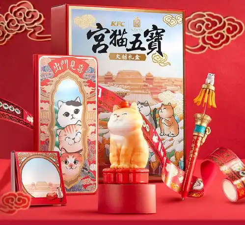 kfc故宫博物院联名,宫猫五宝文创礼盒,萌化你的少女心