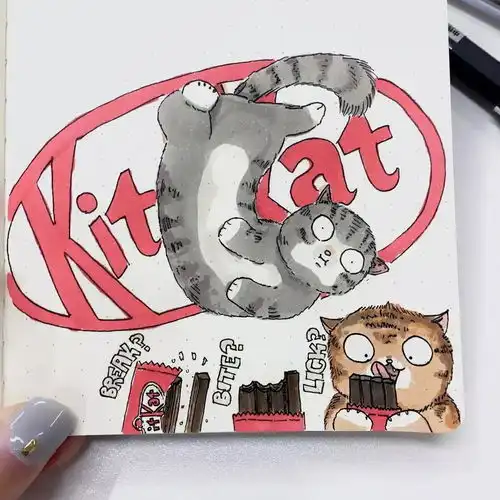90后美女画出被猫统治的世界,肯德基谷歌星巴克竟然变成了这样