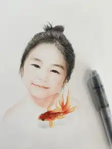彩铅肖像画素描手绘小朋友