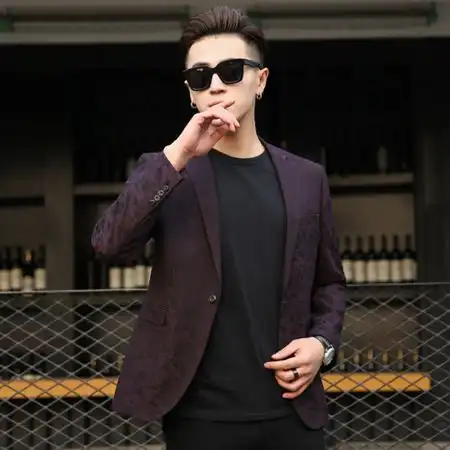 博纳罗蒂春款新品男式西服花纹男士休闲西装外套单排一粒扣小西装69952图片大全邮乐官方网站