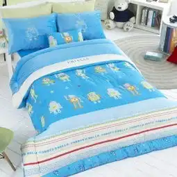床上床品床上蓝色卡通机器人儿童纯棉被子四件套p已卖3件hoho09
