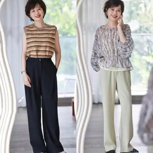 中年女人想变年轻貌美太难衬衫针织衫裤子裙子就行,优雅减龄