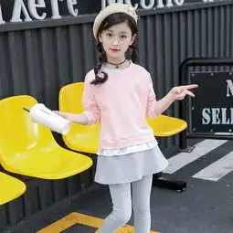 街头甜美可爱风小清新时尚长袖圆领套头2018秋季女童两件套
