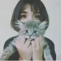 头像女肩上趴着一只灰色猫微信头像图片大全