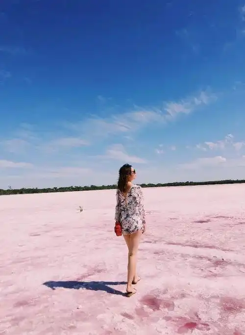 少女心粉湖天空之镜盐湖,仙气满满