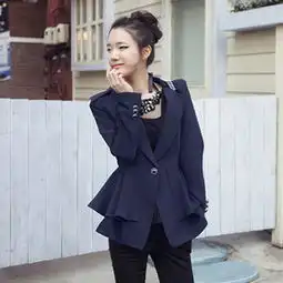 w640秋冬淑女双层摆一粒扣西装外套