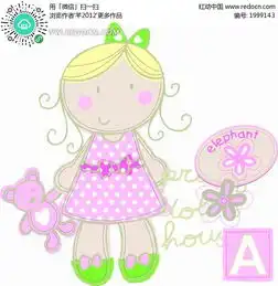 手绘花朵和拿着玩具熊的女孩ai素材免费下载编号1999143红动网