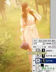 ps调色教程给树林中的少女艺术照调出朦胧的淡黄色12