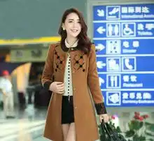 泡泡袖长款风衣图片