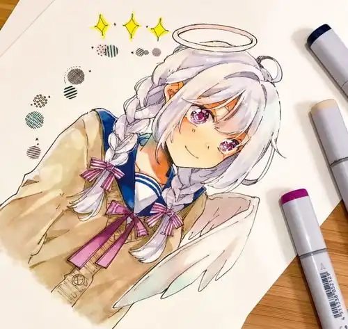 日系二次元漫画少女头像上色,新手周末肝