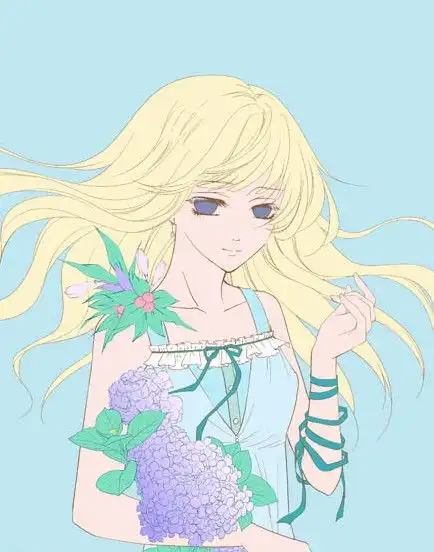 ps鼠绘清爽的卡通美女插画