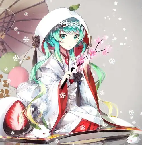 二次元和风美图打扮得体的和服小姑娘,幸福的样子真漂亮
